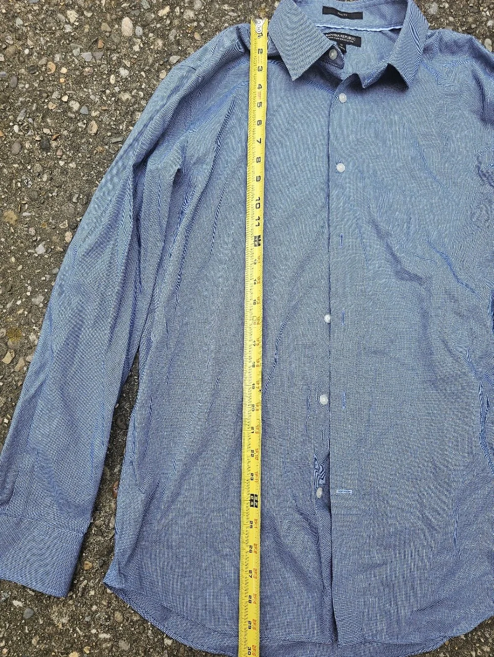 Banana Republic Shirt Men M Medium Slim Fit Non-Iron 100% Cotton Blue Houndstoot